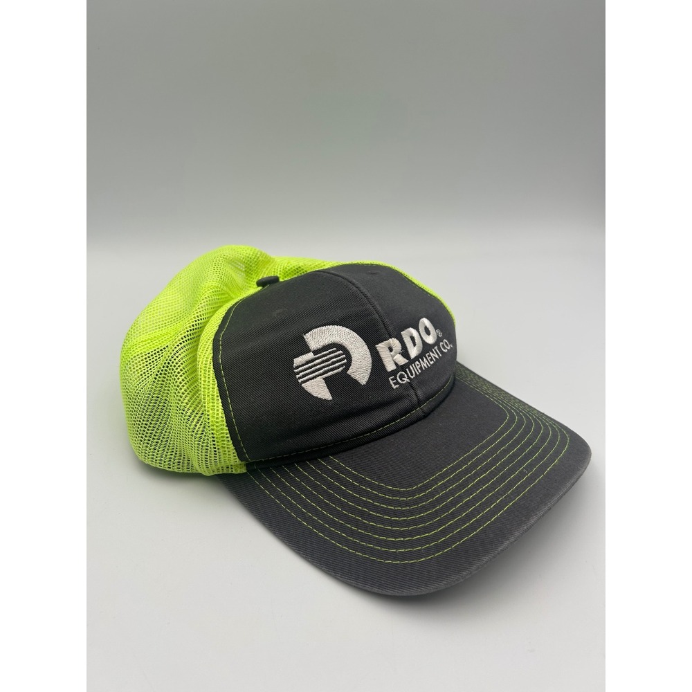 Port Authority RDO Equipment Co Trucker Hat Grey Neon Yellow Mesh Snapback Cap